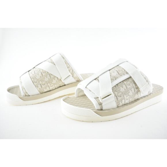 Dior Men Alpha Sandal White Beige Oblique Jacquard Logo Flat Slide Slip On 45 12 - Picture 10 of 12